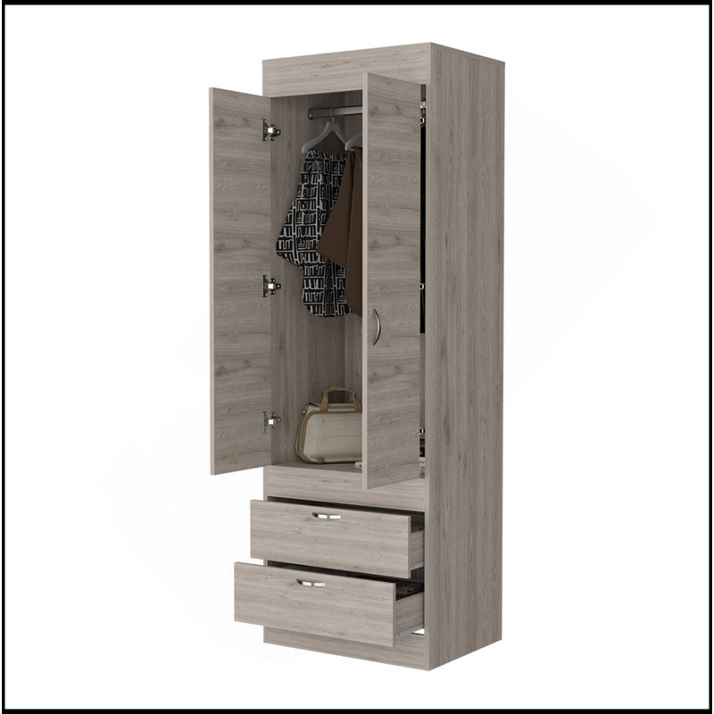 Armoire Alabama, une grande armoire, deux tiroirs