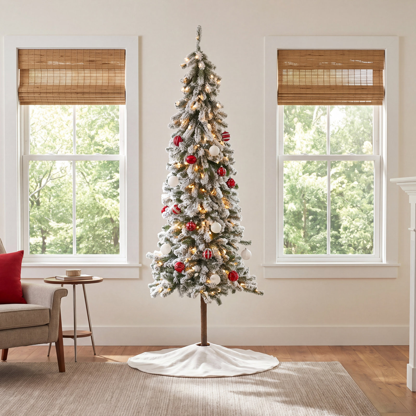 Frosted Pre-Lit Cedar Christmas Tree, 6' H