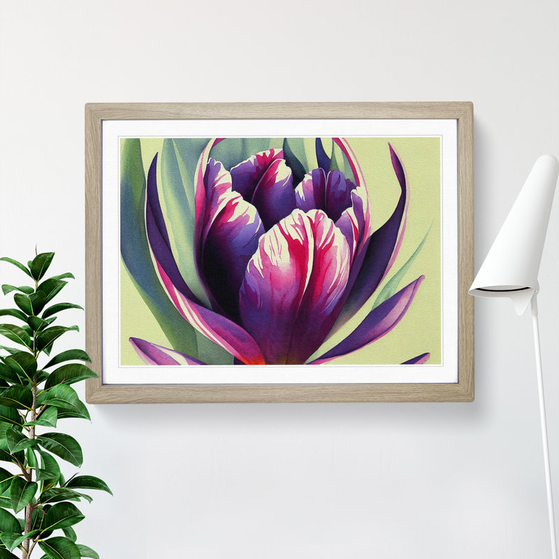 Beguiling Flower - Single Picture Frame Print, 34cm H x 46cm W x 2cm D, Oak Frame