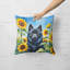 Schipperke in Sunflowers Throw Pillow-99812739