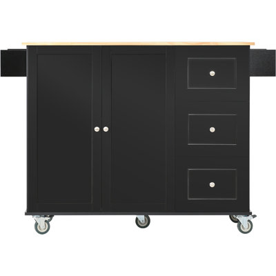 Rolling Mobile Kitchen Island With Solid Wood Top And Locking Wheels,52.7 Inch Width,Storage Cabinet And Drop Leaf Breakfast Bar,Spice Rack, Towel Rac -  Ophelia & Co., C51F22A90E3C41478EF74D2490BB0A0B