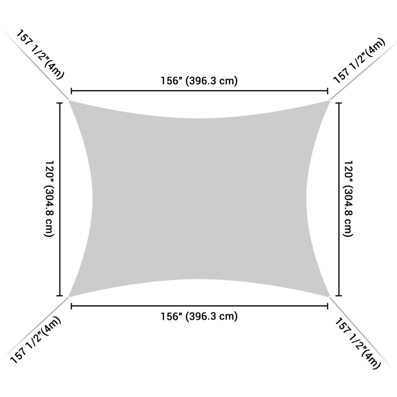 Off-White HDPE Rectangle Sun Shade Sail for Patio and Yard