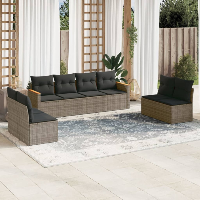 Vidaxl Garden Sofa Set Grey PE Rattan Large Modular Garden Sofa Set