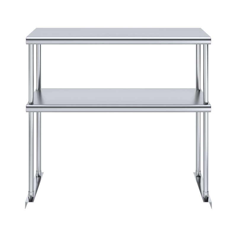 Express KitchQuip Double Tier Stainless Steel Overshelf for Work Tables, 18-Gauge, NSF, 32" H x 36" W x 12" D