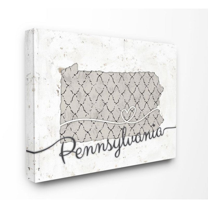 « pennsylvanie patterned gray state », impression sur toile, Toile tendue, H 36 po x l 48 po