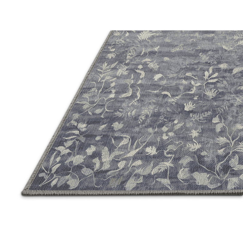 Machine Washable Gray Area Rug, Rectangle 6' x 9'