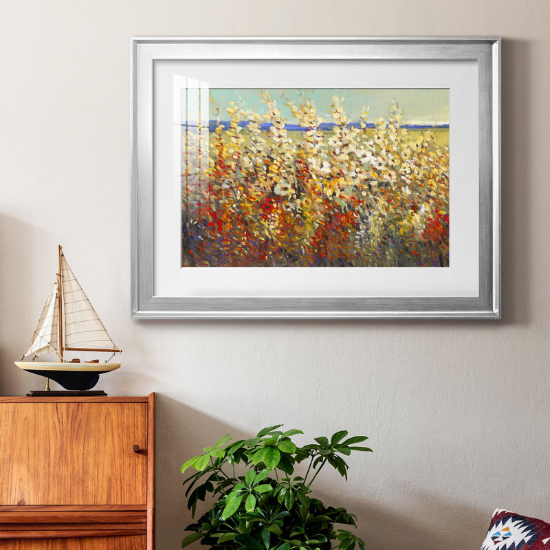 «Field of Spring Flowers II», reproduction encadrée de qualité supérieure - prête à être accrochée, Argent