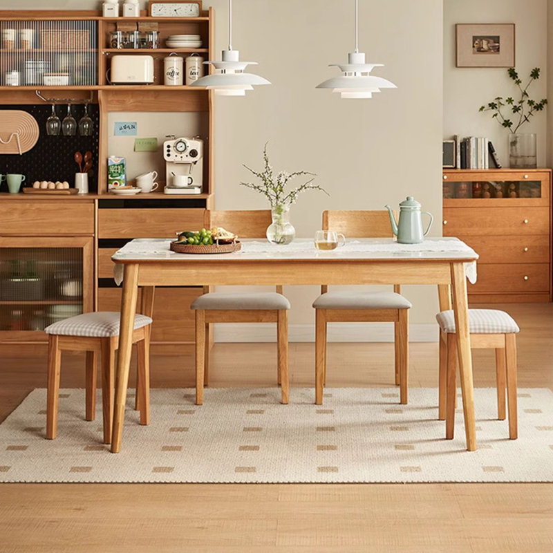 Blanc / pierre rectangulaire Burlywood + table de salle à manger papillon en bois massif, H 29,13 po x l 62,99 po x l 31,5 po