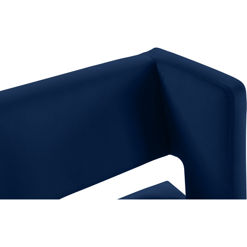 Caleb 26" Counter Stool, Brushed Gold, Navy Velvet
