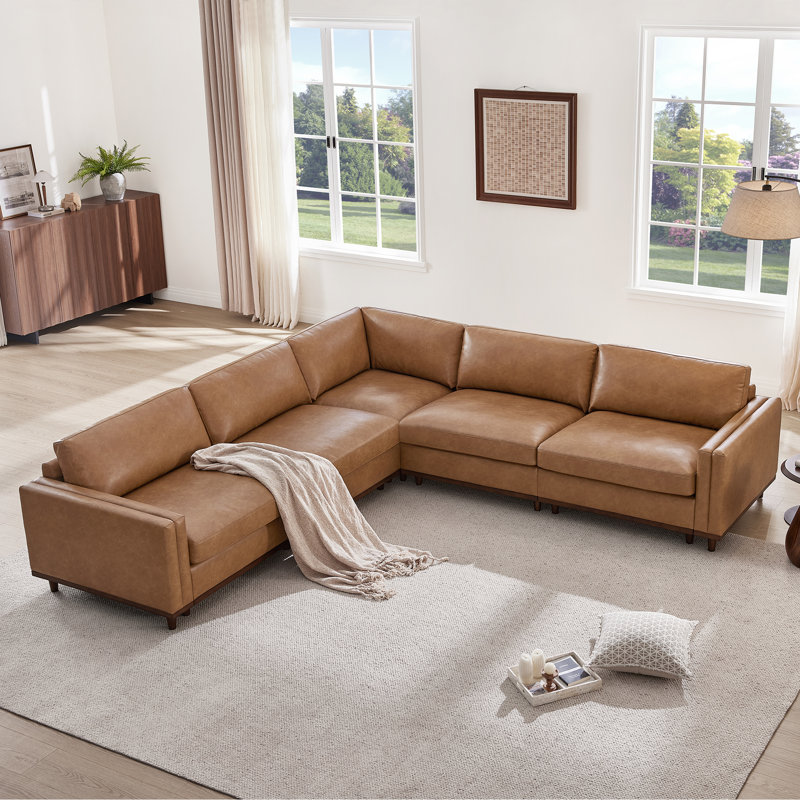 Kellum 5-Piece Oversized Modular Corner Sectional Sofa With Solid Wood Legs