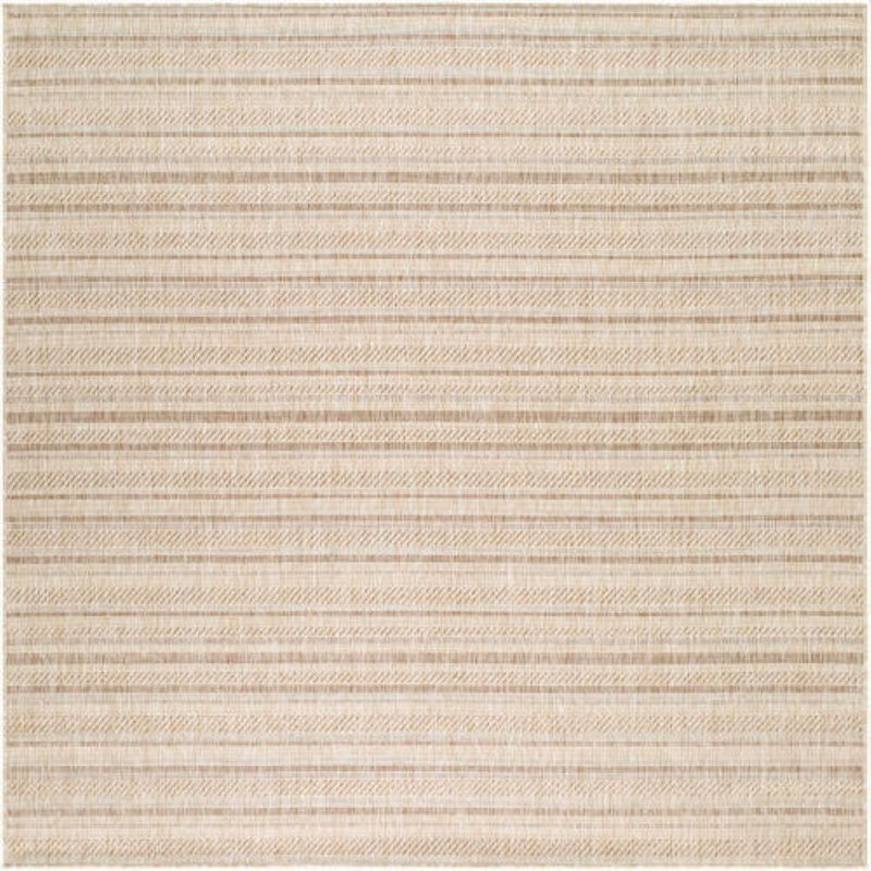 Carllene Bellino Striped Tan Indoor/Outdoor Area Rug, Square 6'7"