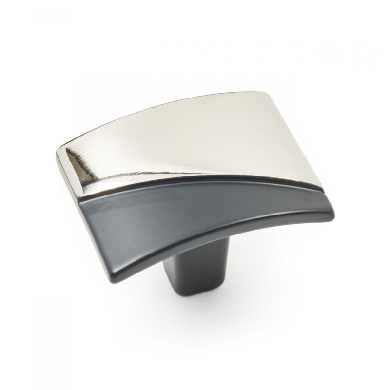 CK Series Brass Rectangle Knob, Polished Nickel and Black