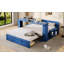Lit de jour double avec bureau amovible, tiroirs de rangement et table d'appoint hydraulique pour des espaces de vie multifonctionnels-449418968-449418974
