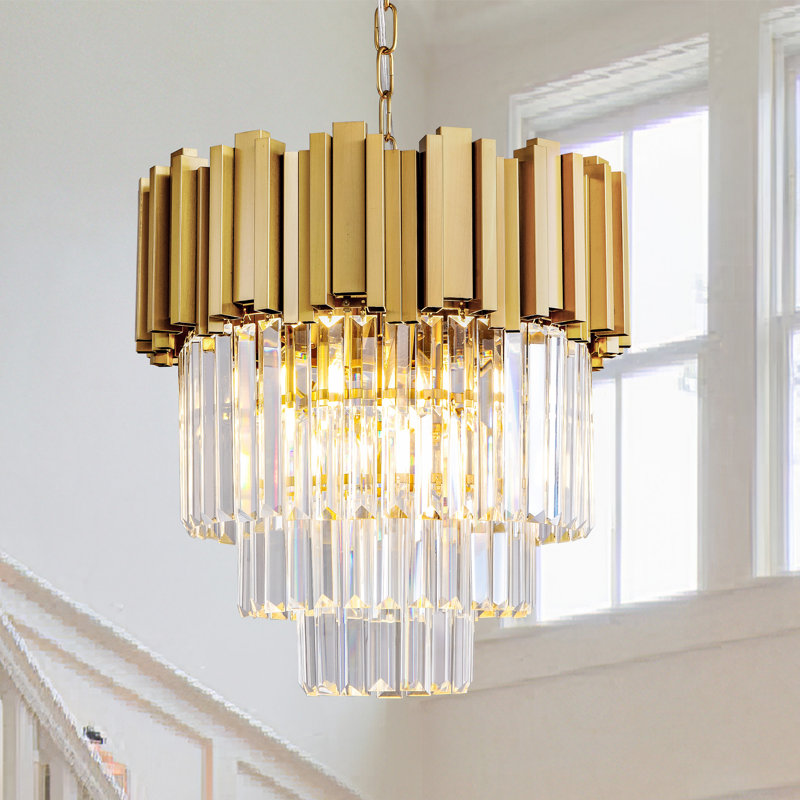 Light Dimmable Tiered Chandelier With Crystal Light