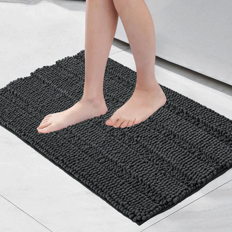 Tapis pour salle de bain Faddis, Gris, Simple - L 48 po x l 18 po