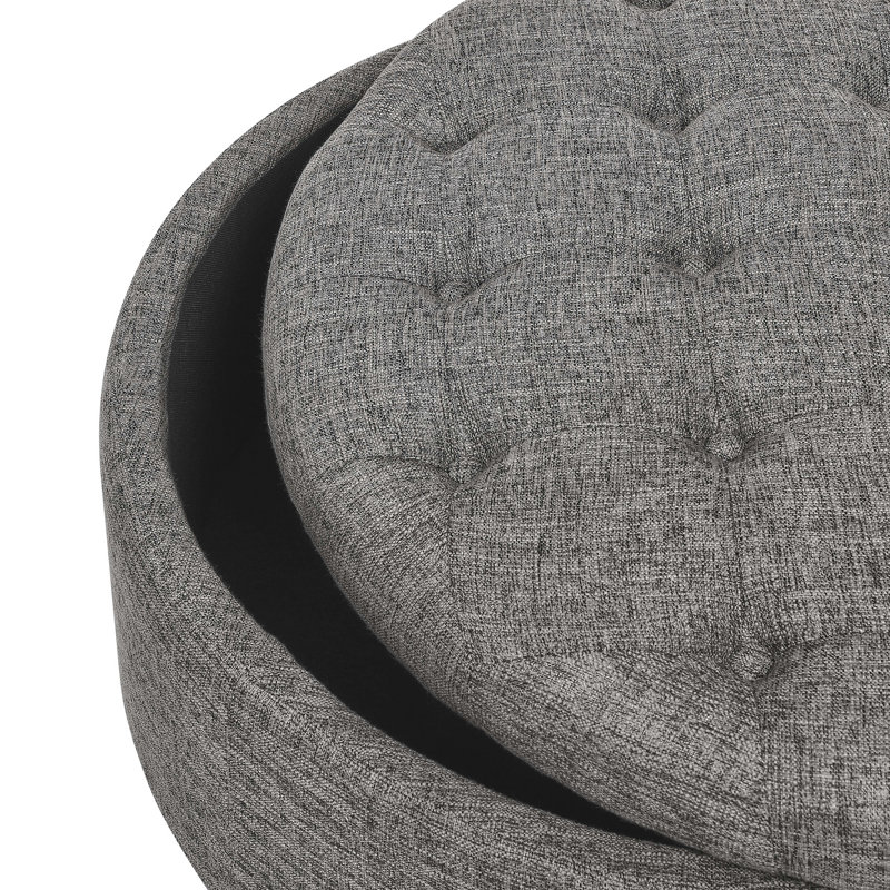 Repose-pieds capitonné avec rangement, Linen, Dark Gray