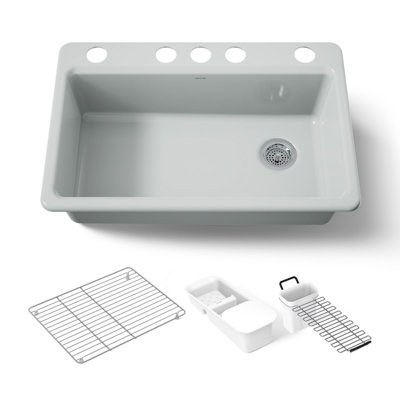 Kohler Riverby 33" x 22" x 9-5/8" Under-Mount Single-Bowl Kitchen Sink with Accessories