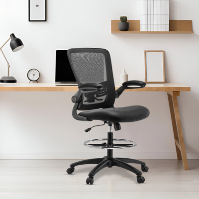 Ergonomic Desk Chair, Mesh Home Office chair, Swivel Desk, Computer Chair with Lumbar Support, Height Adjustable with Foot Ring by Inbox Zero