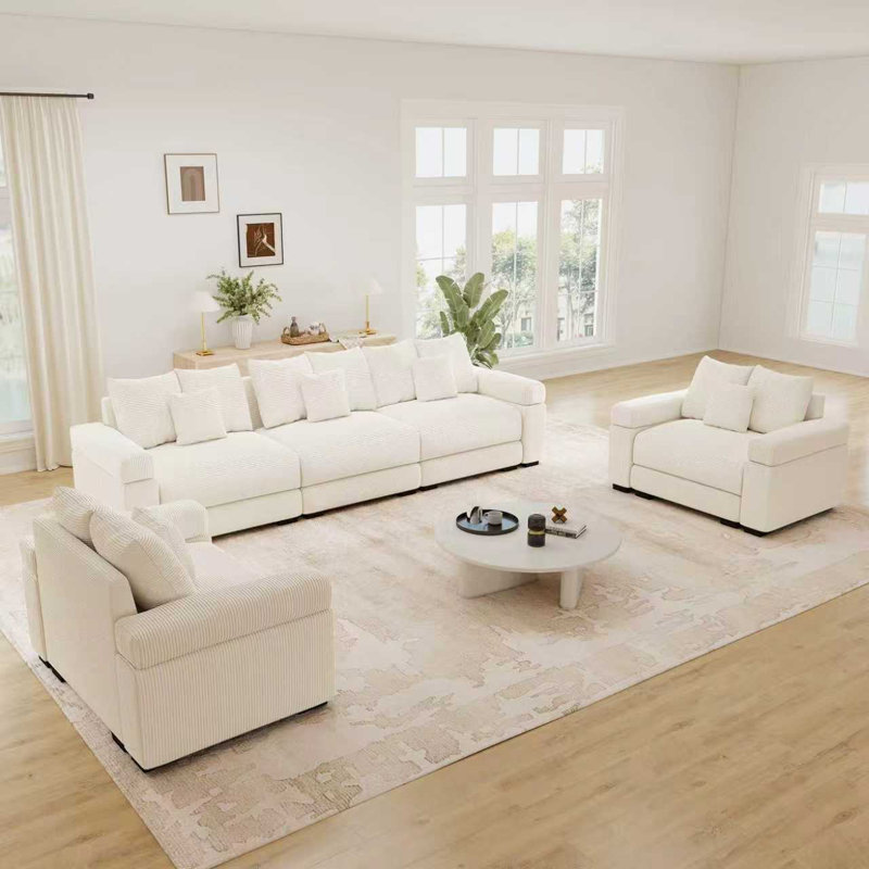 Canapé d'angle modulaire Haven Comfy Cloud, ensemble de salon avec fauteuil, Beige