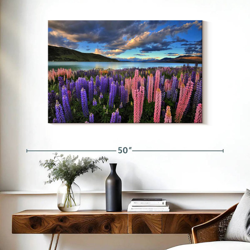 Alvord Lupines On Tekapo Lake, 26" H x 39" W