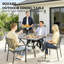 Table de patio carrée durable avec rangement, structure en acier noir, pour les repas en famille