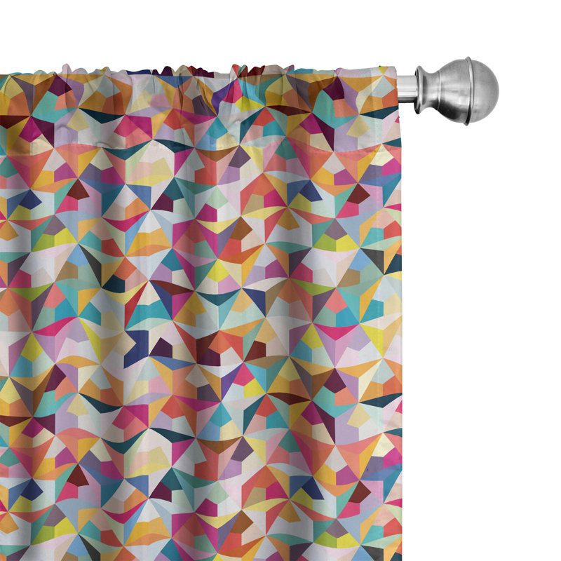 Geometric Semi-Sheer Rod Pocket Curtain Panels, 28" x 95"