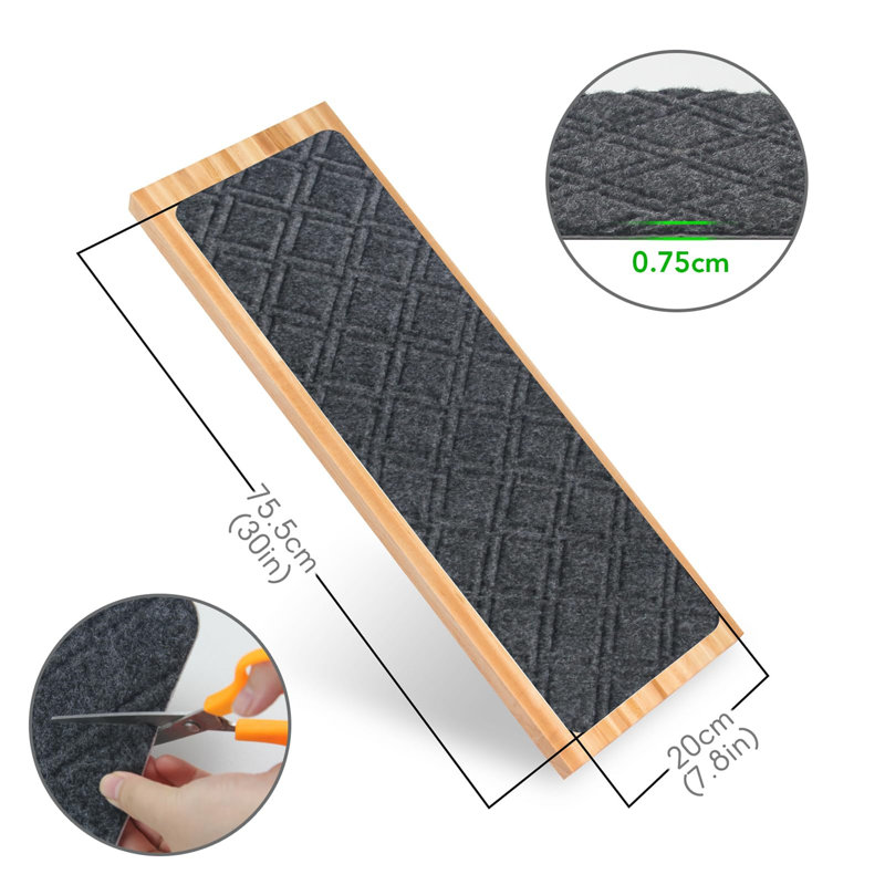 Non-Slip Stair Tread, 14 Pieces Included, Grey Geometric