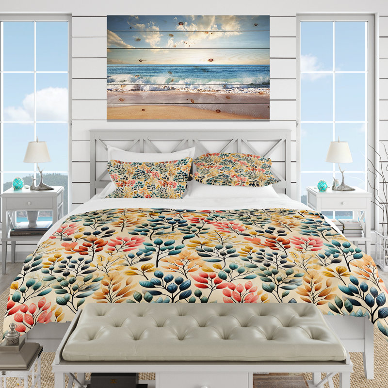 Literie Watercolor Foliage Botanical Pattern, Housse de couette pour très grand lit et 2 très