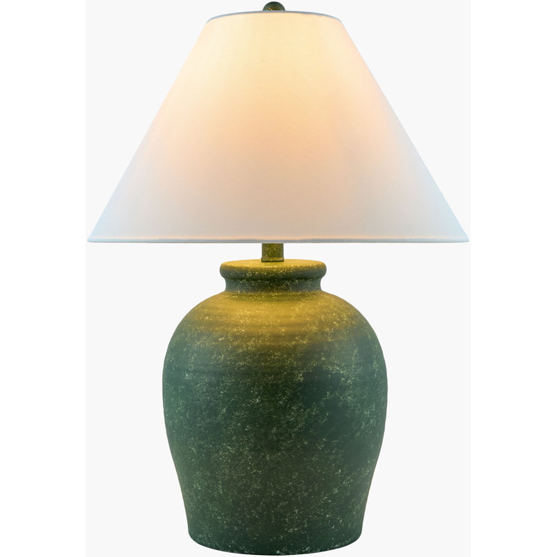 Chemise 22" Ceramic Table Lamp, Classic Linen, Green