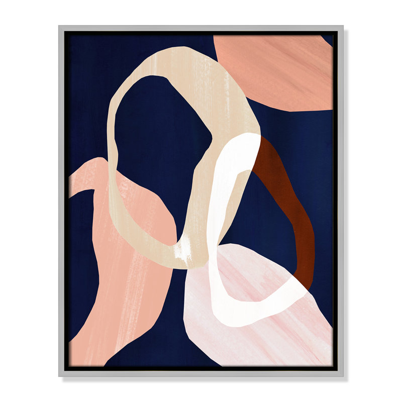 Loop II Print par Violets Print House, Toile avec cadre, Flottant argent, L 17,5 po x H 21,5 po