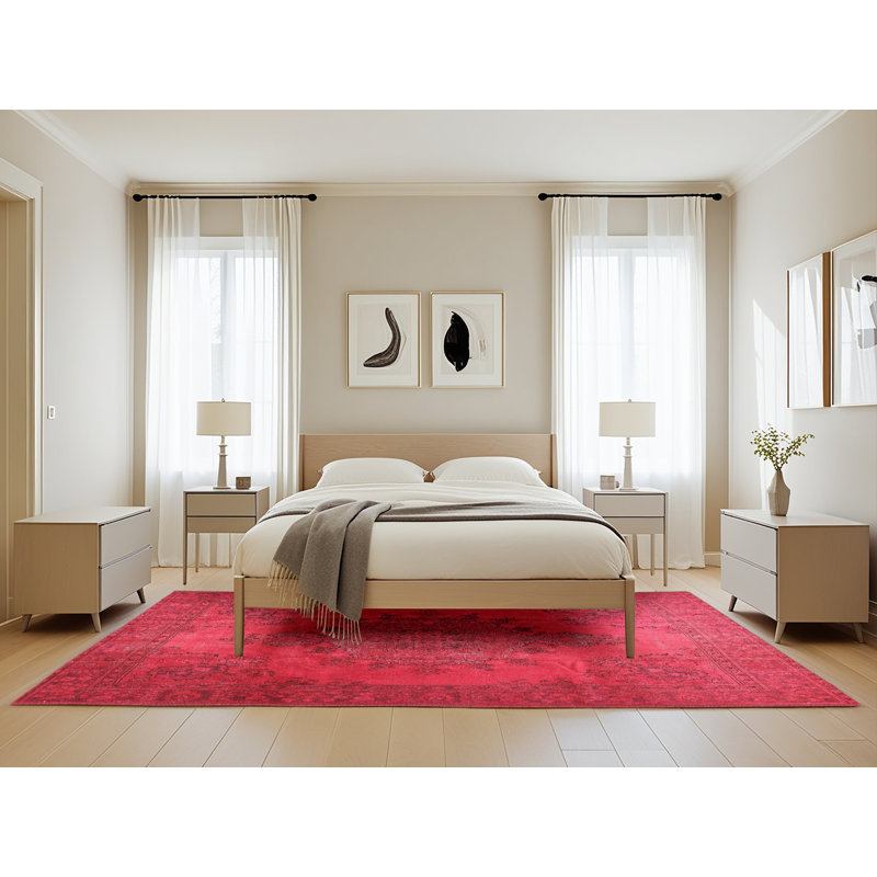 Tapis à motif oriental rose, Rectangle 5 pi x 8 pi