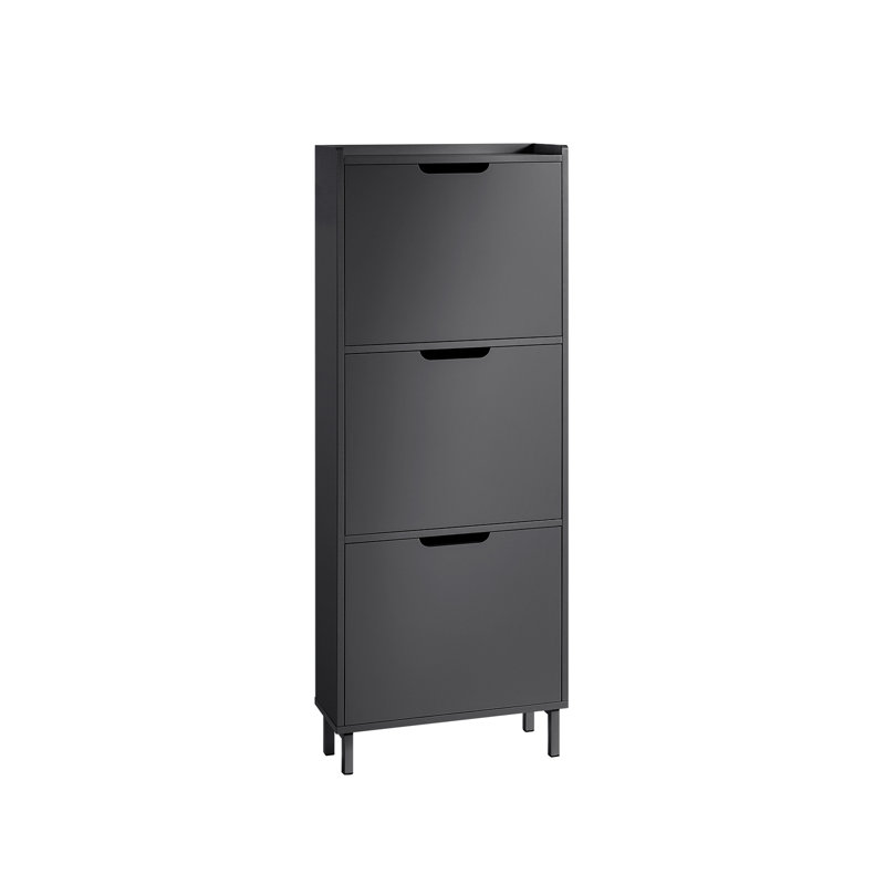Oshiro 8 Pair Flip Down Shoe Storage, 3, Black