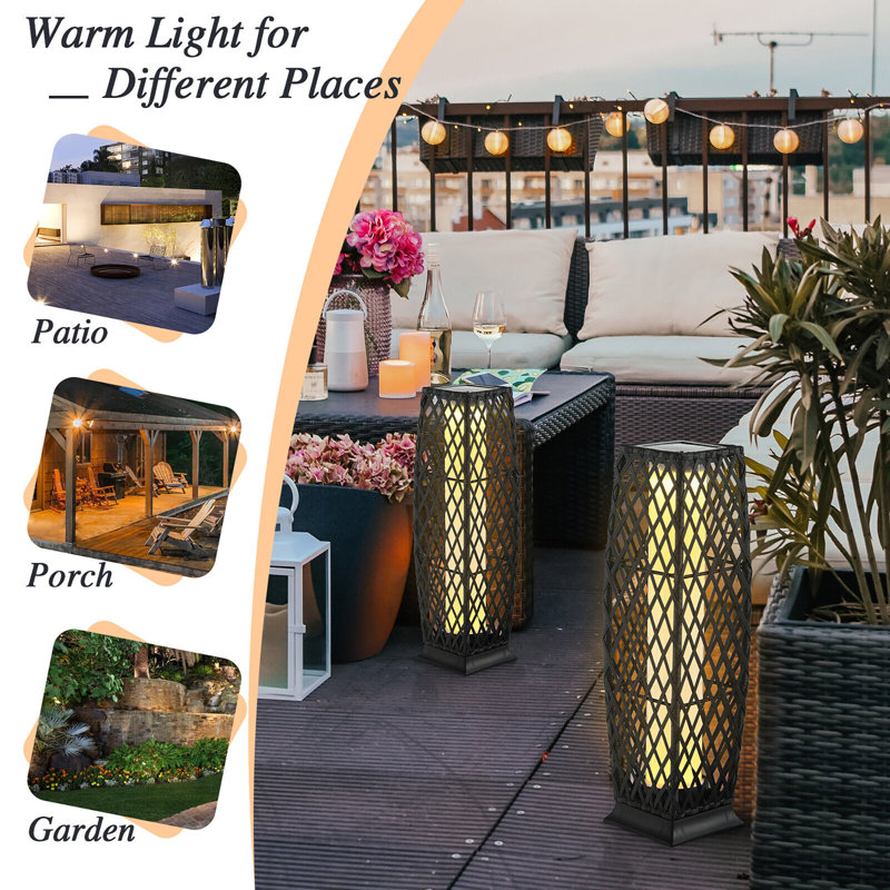 27'' Solar Powered Integrated LED Outdoor Floor Lamp, Black