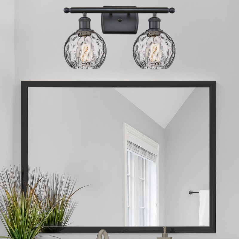 Éclairage pour salle de bain 2 lumières en acier et verre Cindi, Ampoule non incluse, Noir mat
