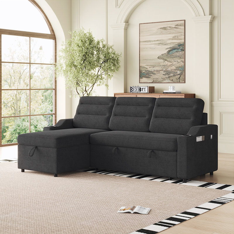 Sleeper Sofa, Black Fabric Duplicate