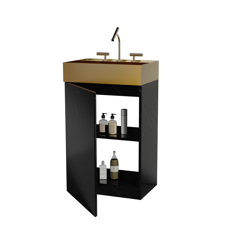 Meuble-lavabo autoportant pour salle de bain moderne Gada, Noir