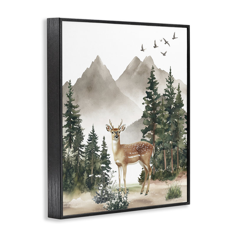 «In the Woods Deer», art de la giclée encadrée, design par Christine Simpson Art, H 14 po x l 11 po