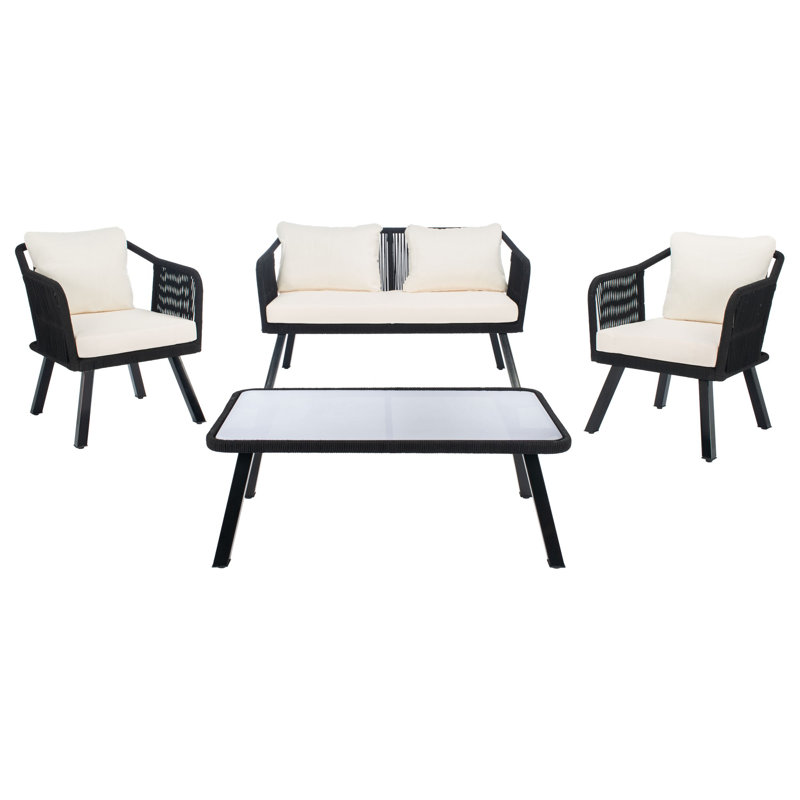 Torsla Black and Beige 4-Piece Rope Patio Set