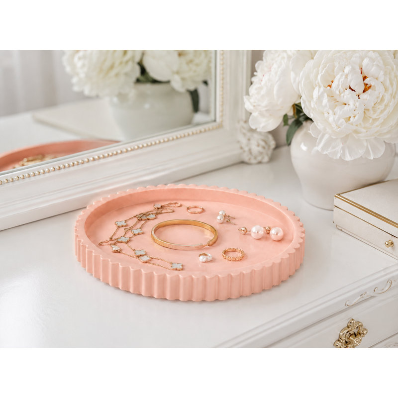  Blush Scalloped Stone Catchall Tray