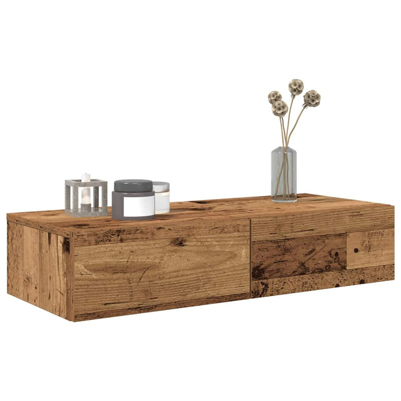 112-9 Wall Mounted Shelf, Reclaimed Wood, 17cm H x 80cm W x 33cm D