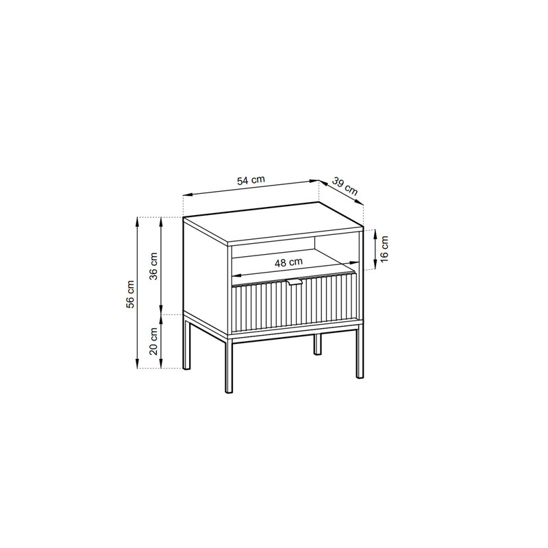 Bernhardine 54cm W Steel Bedside Table, Golden, Light Grey