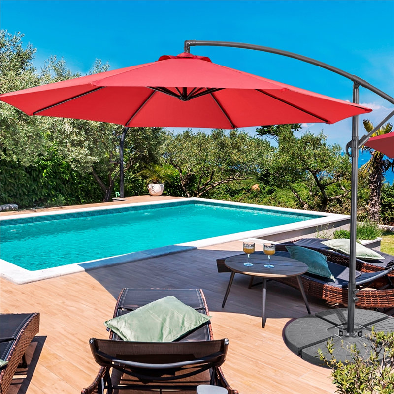 300cm D Patio Offset Umbrella, Red
