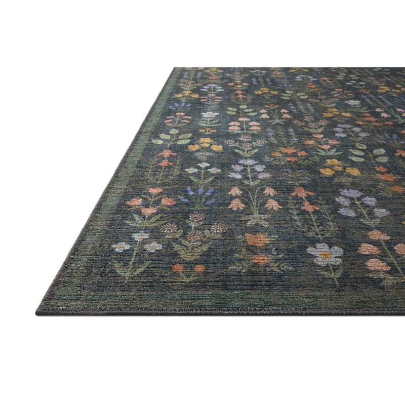 Rifle Paper Company x Loloi Edinburgh Navy / Multi  Area Rug, Runner 2'6" x 7'6",  Navy/Multicolor 