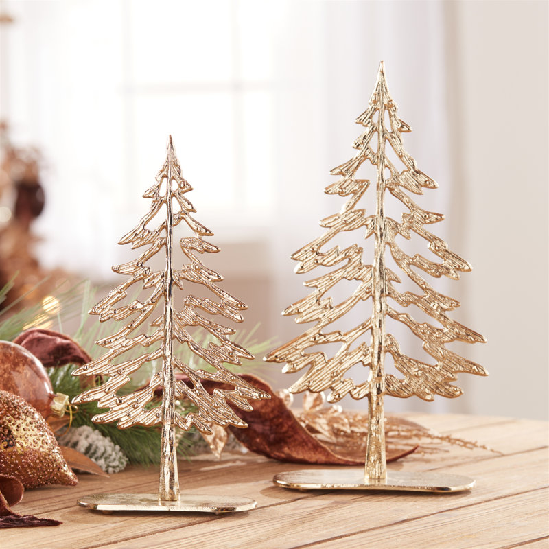 Arbre en métal avec base en bois (ensemble de 2)