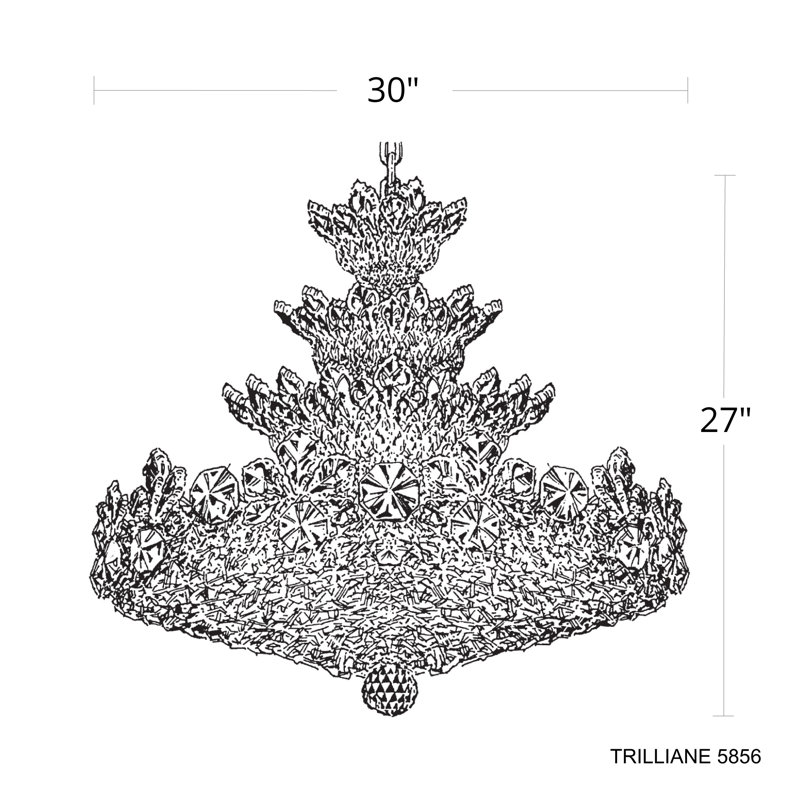 Trilliane 30 Light 30in x 27in Four-Tier Chandelier in Silver with Clear Heritage Handcut Crystals, Czech