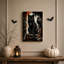 Chat noir et corbeau avec peinture orange éclaboussures d'Halloween sur toile-863134415