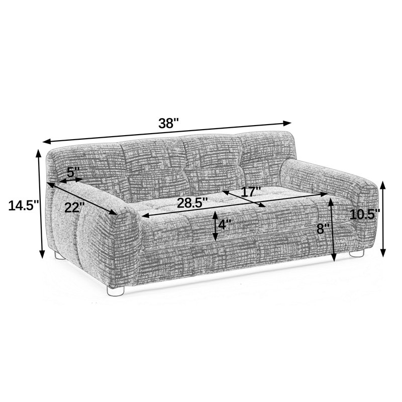 38" Soft And Comfortable Pet Sofa With Backrest And Armrests, Suitable For Modern Rectangular Pet Sofas For Small And Medium-Sized Dogs
