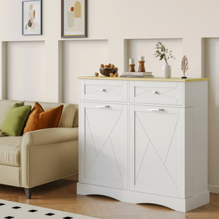 Armoire à poubelle inclinable 12 gallons, armoire de cuisine cachée avec tiroirs, garde-manger pour îlot de cuisine avec rangement pour poubelle, armoire à linge basculante