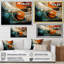 Planète vagues orange et or II - art mural abstrait-792788275-792788283