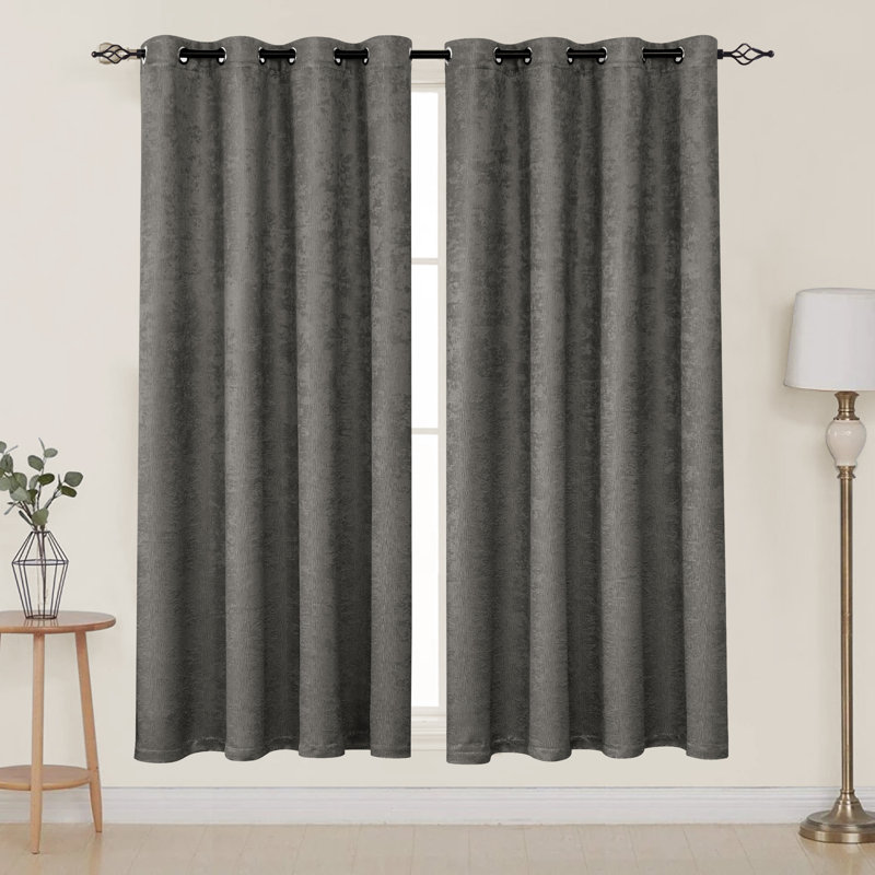 Jayla Blackout Curtain Pair, 53" W x 84" L, Dark Gray